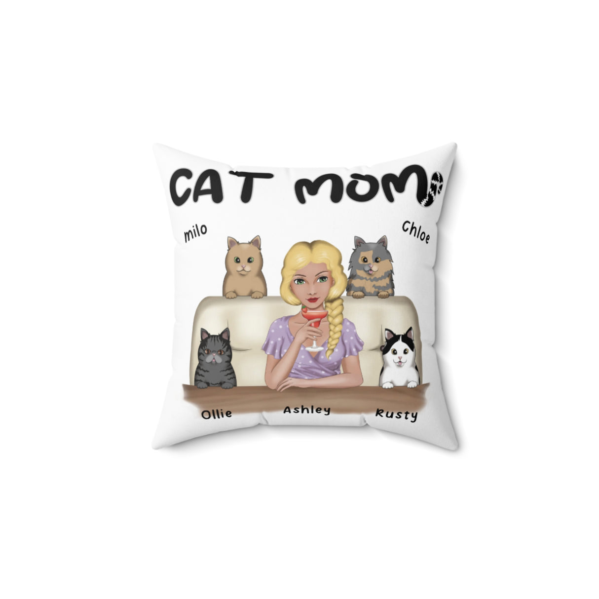 'Cat Mom’ Personalized Pillow