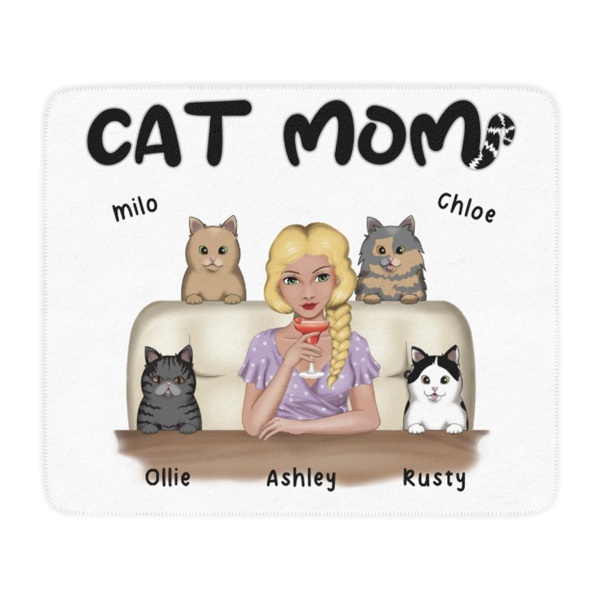 'Cat Mom’ Personalized Blanket