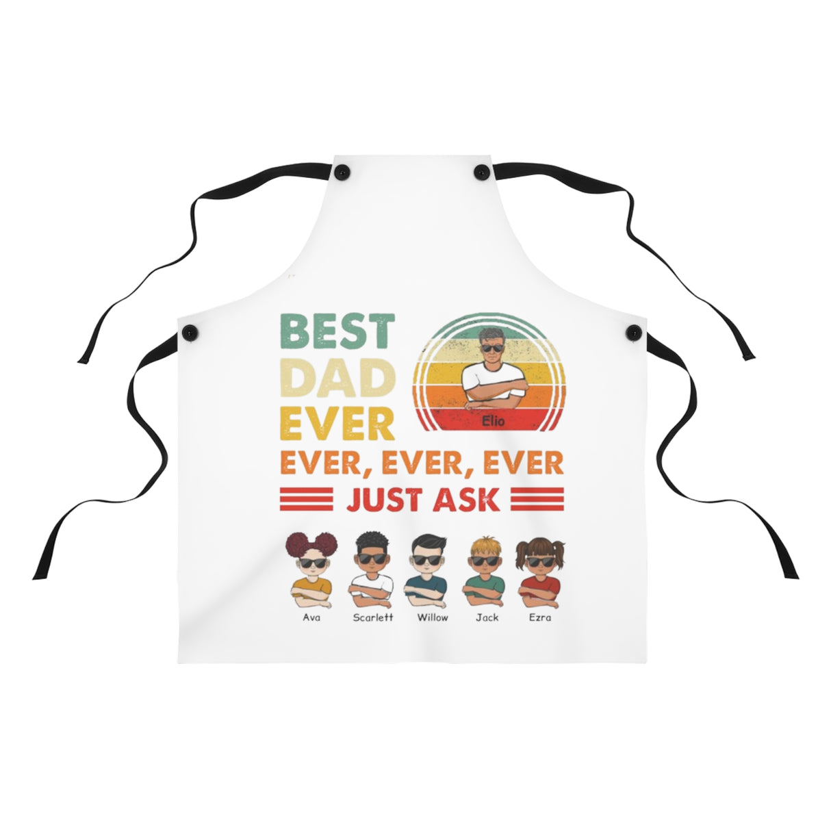 'Best Dad Ever' Personalized Family Kitchen Apron