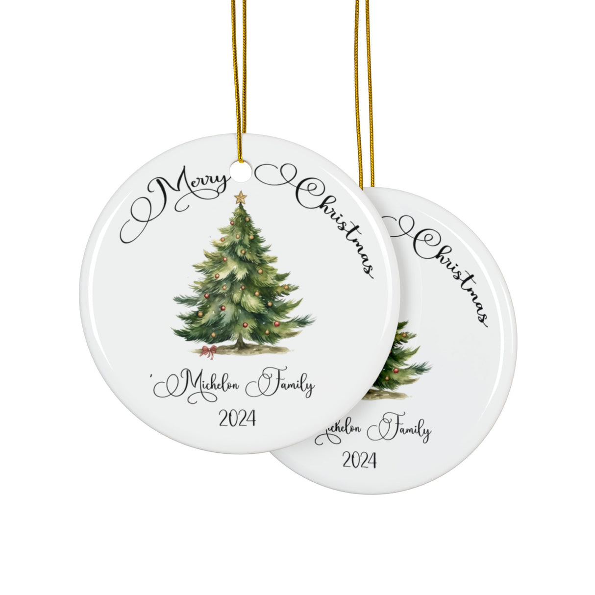 Christmas Tree Family Name Ornament