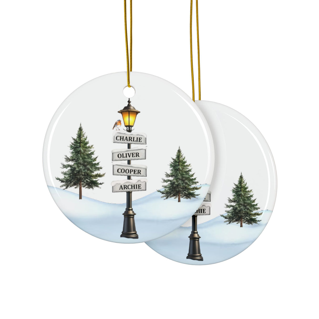 Personalized Christmas Street Post Ornament