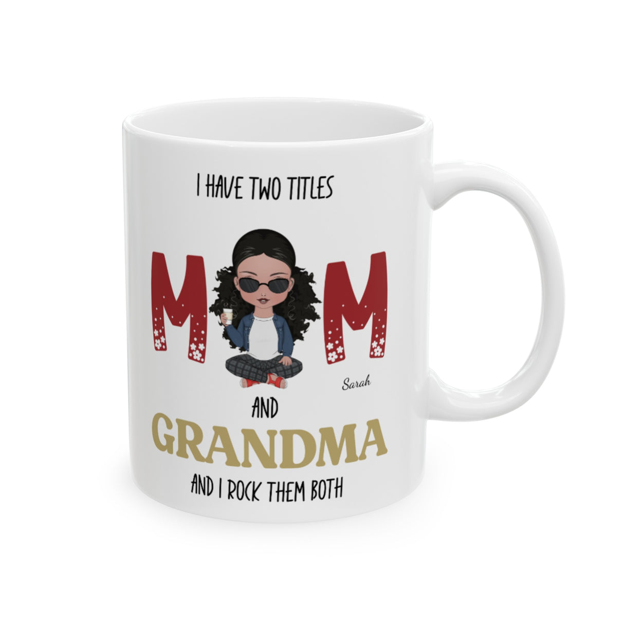 Personalized 'Two Titles' Mom Mug