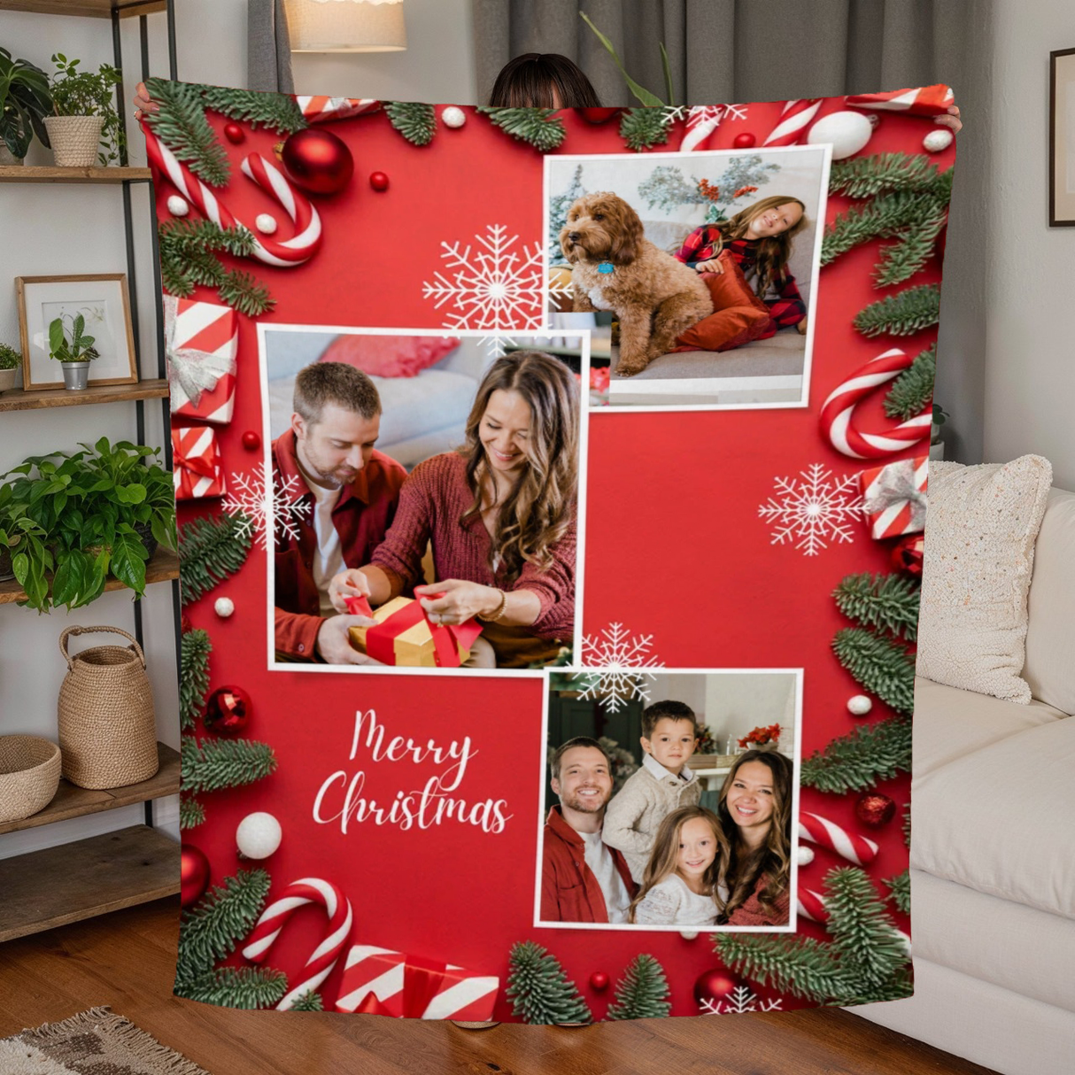 Merry Christmas (Multi Photo Upload) Blanket