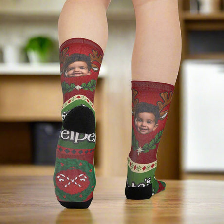 Santa's Little Helper Socks - Photo Upload