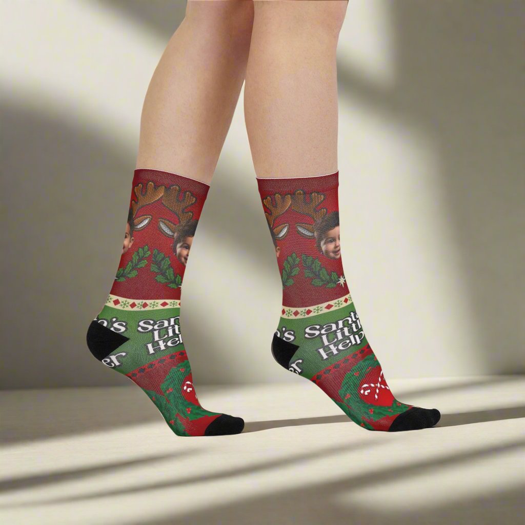 Santa's Little Helper Socks - Photo Upload