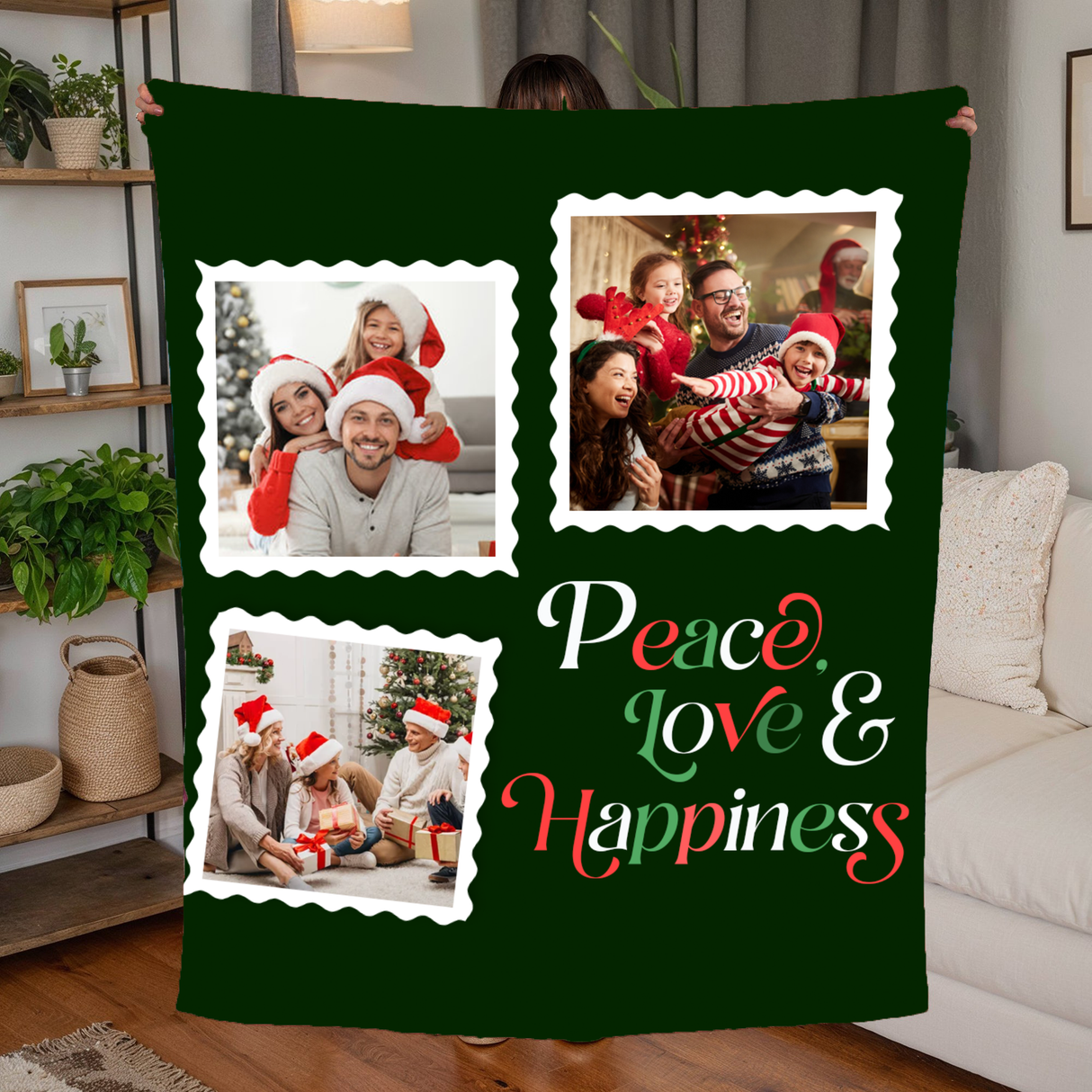 'Peace, Love and Happiness' Fleece Blanket