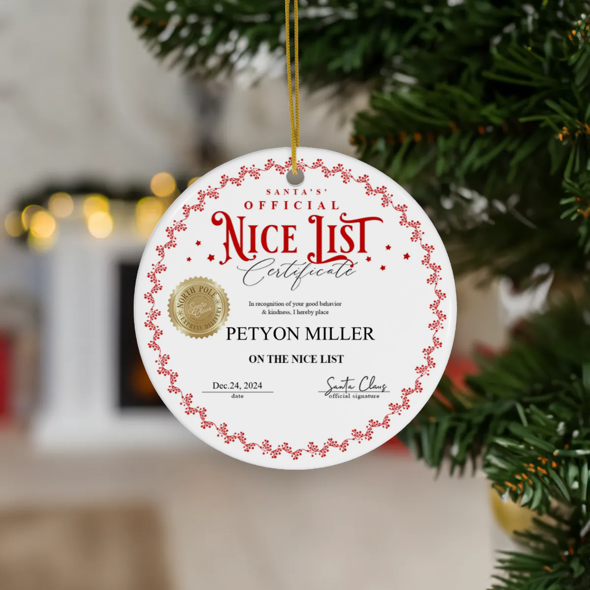 'Santa's Official Nice List' Christmas Ornament