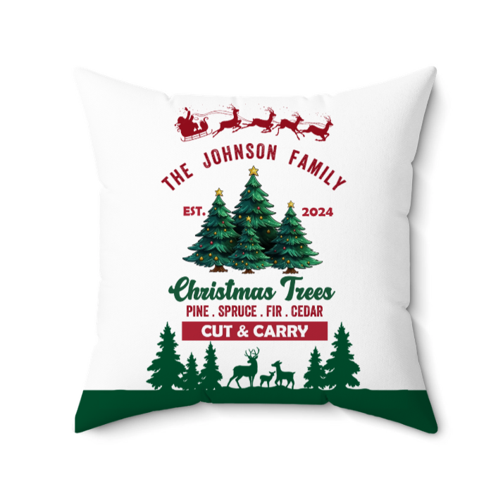 Christmas Family Tree Farm Pillow