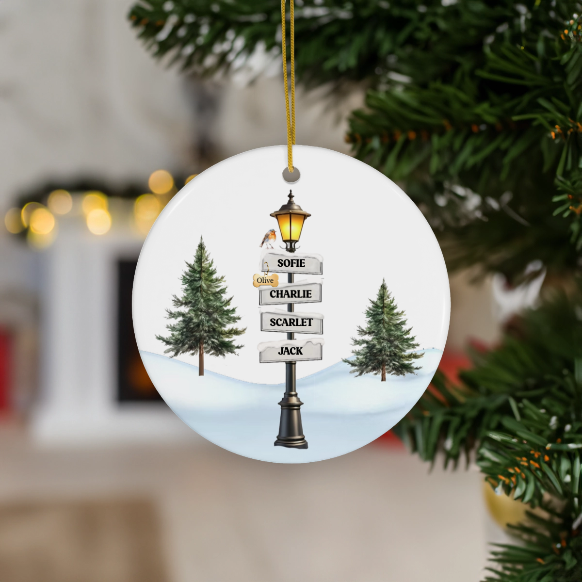 Personalized Christmas Street Post Ornament