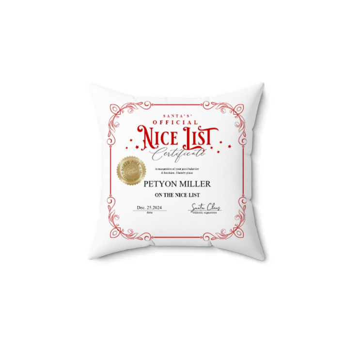 'Santa's Official Nice List' Pillow.